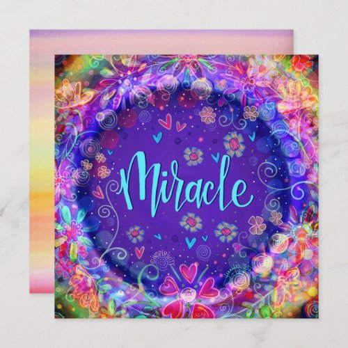 Pretty Purple Whimsical Miracle Motivational Thank You Card