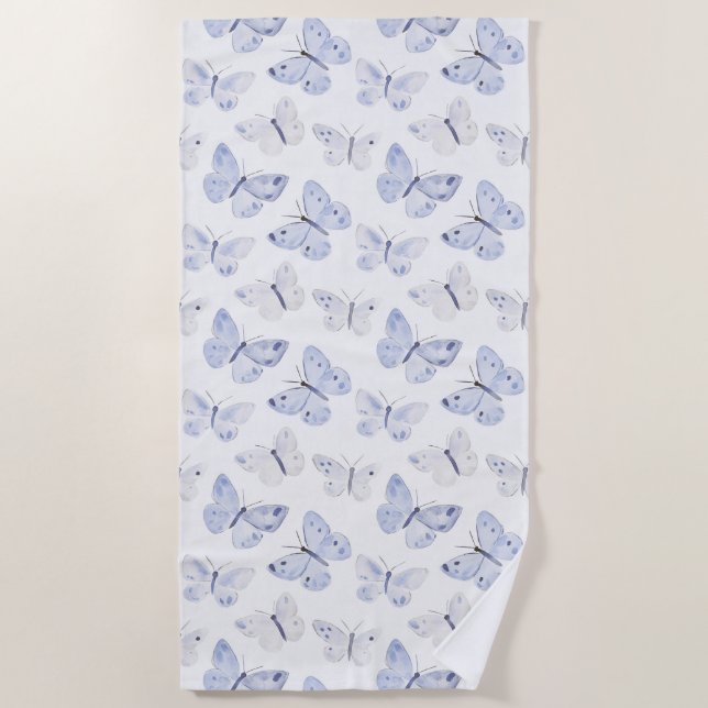 Pretty Purple White Butterflies  Beach Towel (Front)
