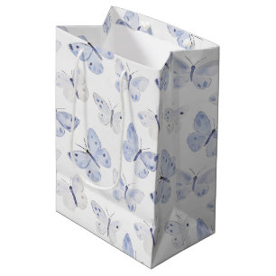 Pretty Purple White Butterflies Birthday Medium Gift Bag