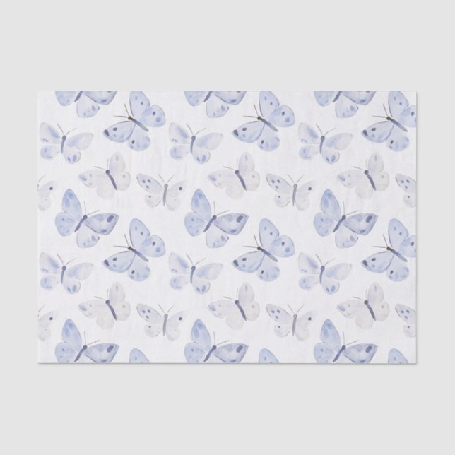 Pretty Purple White Butterflies Birthday Tissue Paper (Front)