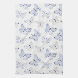 Pretty Purple White Butterflies Kitchen Towel