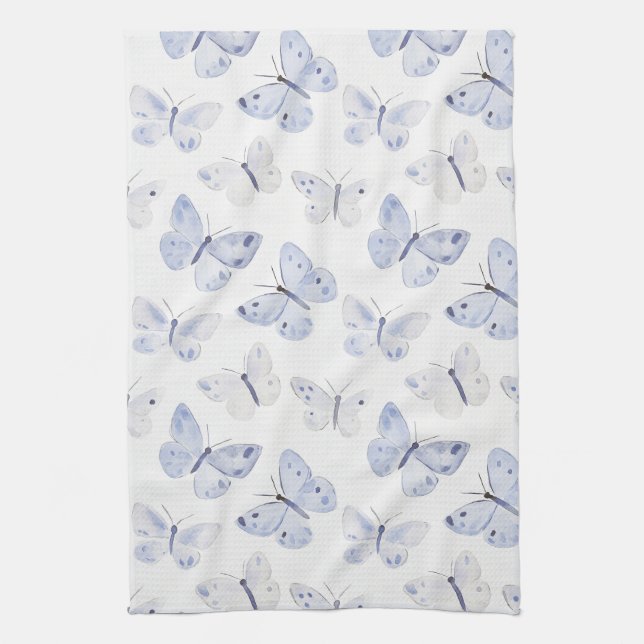 Pretty Purple White Butterflies   Kitchen Towel (Vertical)
