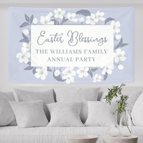 Pretty Purple White Floral Custom Easter Party Banner