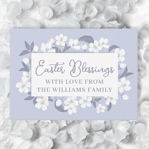 Pretty Purple White Floral Easter Blessings Custom Card