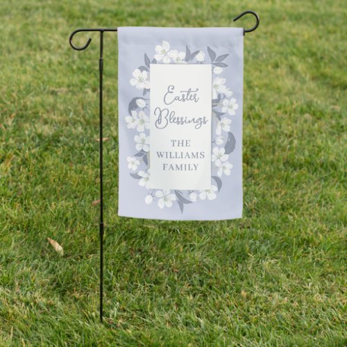 Pretty Purple White Floral Easter Blessings Custom Garden Flag