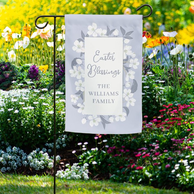 Pretty Purple White Floral Easter Blessings Custom Garden Flag (Creator Uploaded)