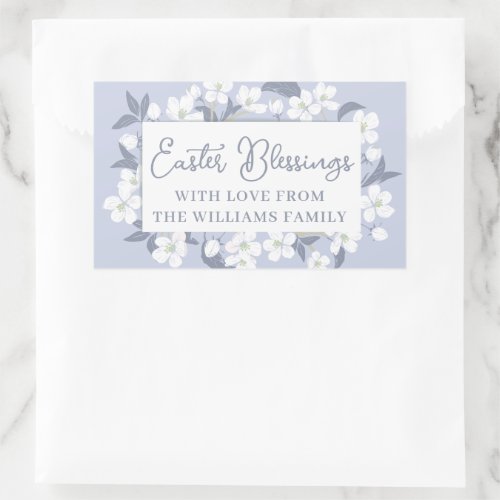 Pretty Purple White Floral Easter Blessings Party Rectangular Sticker