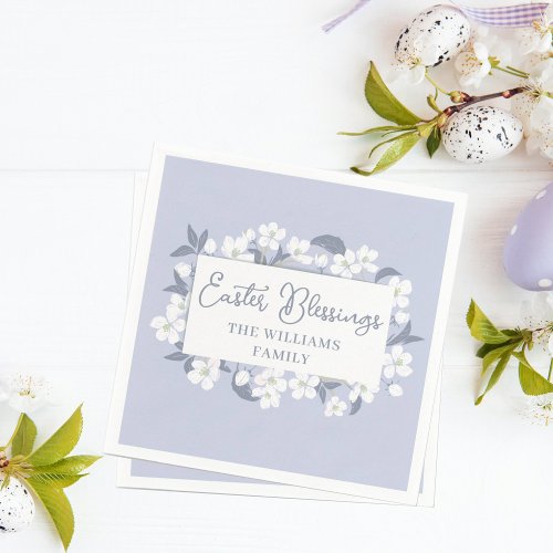 Pretty Purple White Floral Easter Custom Party Napkins