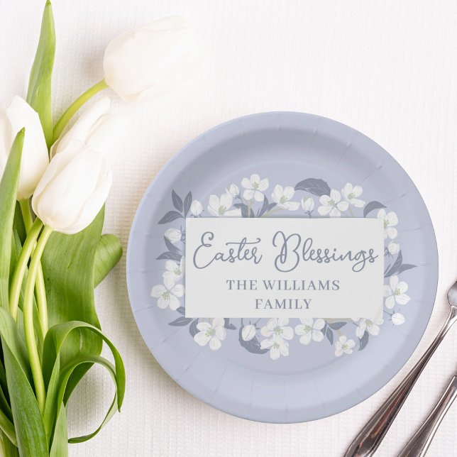 Pretty Purple White Floral Easter Custom Party Paper Plates (Creator Uploaded)