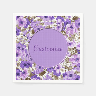 Pretty Purple & White Floral Napkins