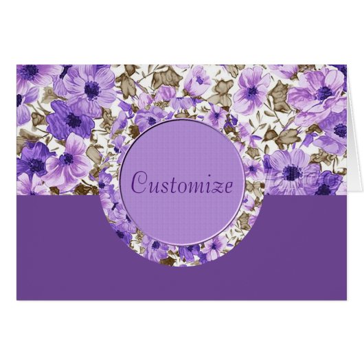 Pretty Purple & White Floral Note Card 2 (Front Horizontal)