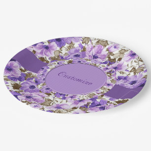 Pretty Purple & White Floral Paper Plates 3