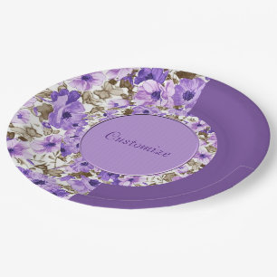 Pretty Purple & White Floral Paper Plates 5