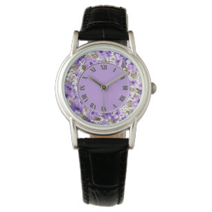 Pretty Purple & White Floral Wrist Watch