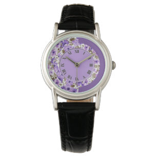 Pretty Purple & White Floral Wrist Watch 3