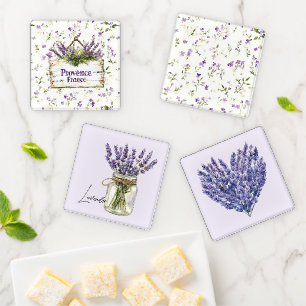 Pretty Purple White Flowers Coaster Set