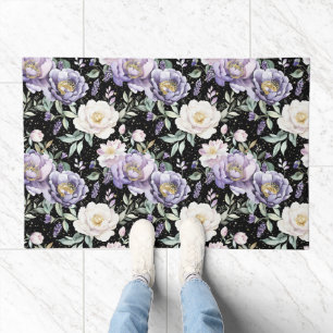 Pretty Purple White Flowers Doormat