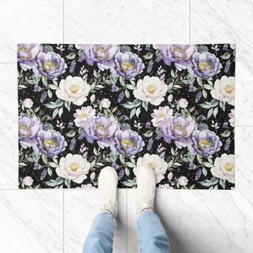 Pretty Purple White Flowers Doormat