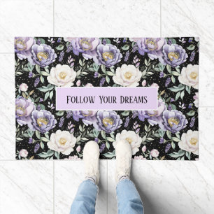 Pretty Purple White Flowers Doormat