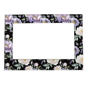 Pretty Purple White Flowers Magnetic Frame