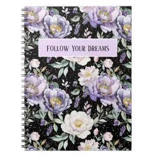 Pretty Purple White Flowers Notebook