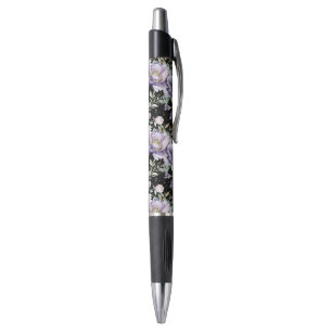 Pretty Purple White Flowers Pen