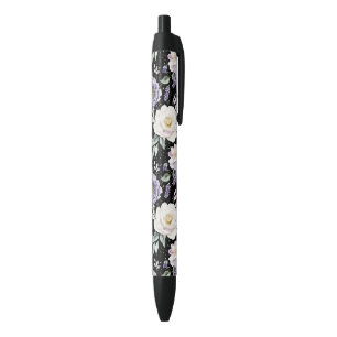 Pretty Purple White Flowers Pen