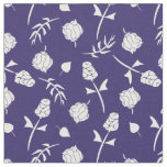 Pretty Purple White Roses Rosebud Floral Print Fabric