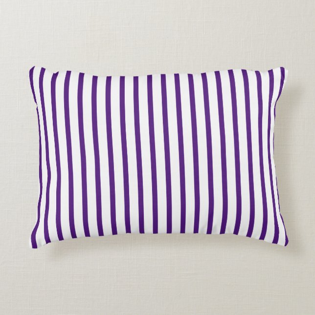 Pretty Purple White Vertical Stripes Accent Pillow (Front)