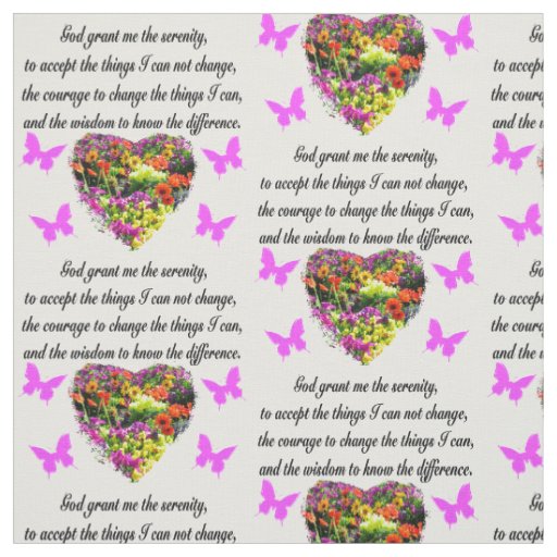PRETTY PURPLE WILD FLOWER SERENITY PRAYER PHOTO FABRIC