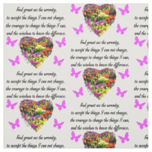PRETTY PURPLE WILD FLOWER SERENITY PRAYER PHOTO FABRIC