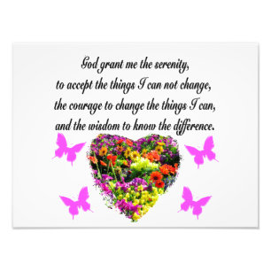 PRETTY PURPLE WILD FLOWER SERENITY PRAYER PHOTO PRINT