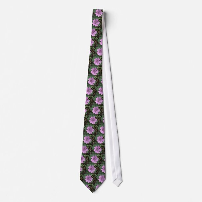 Pretty Purple Wildflower Floral Tie (Front)