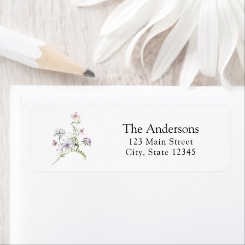 Pretty Purple Wildflower Return Address Label