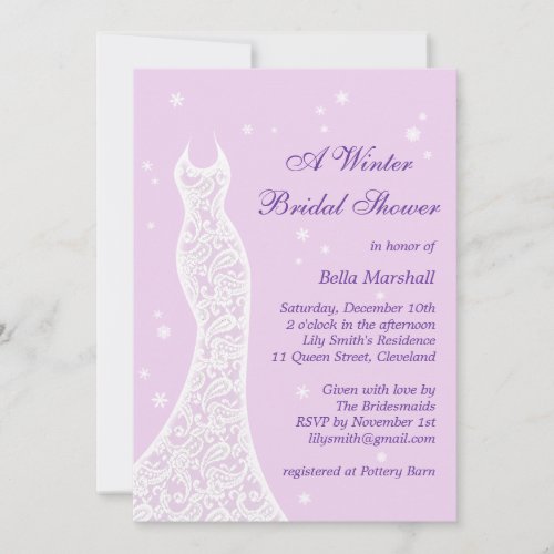 Pretty Purple Winter Bridal Shower Invitation