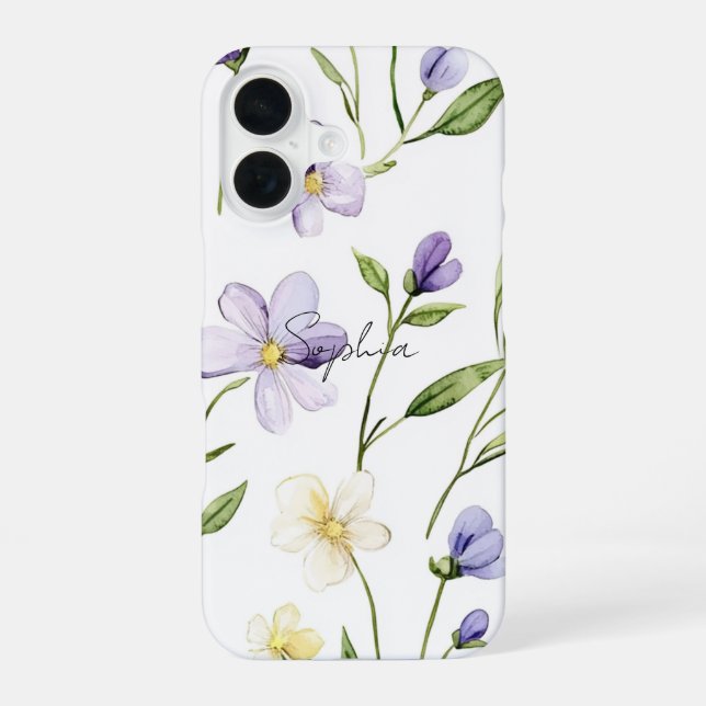 Pretty Purple Yellow Flowers iPhone Case (Back)