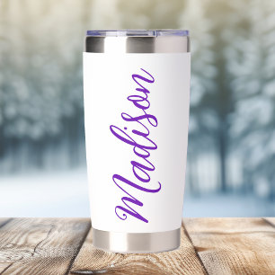 Pretty Purple Your Name Handwritten Script Custom Insulated Tumbler