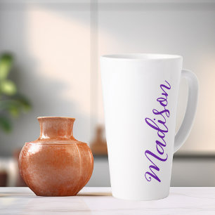 Pretty Purple Your Name Handwritten Script Custom Latte Mug