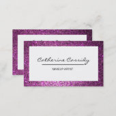 Pretty PurpleGlitter Sparkle Border, Makeup Artist Business Card (Front/Back)