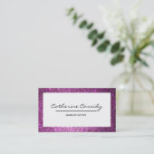 Pretty PurpleGlitter Sparkle Border, Makeup Artist Business Card (Standing Front)