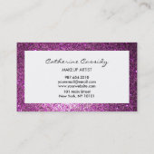 Pretty PurpleGlitter Sparkle Border, Makeup Artist Business Card (Back)