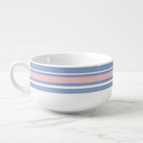 Pretty quartz serenity white striped pattern soup mug