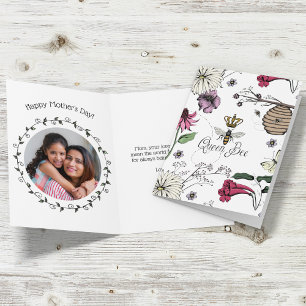 Pretty Queen Bee and Royal Crown Mothers Day Photo Holiday Card