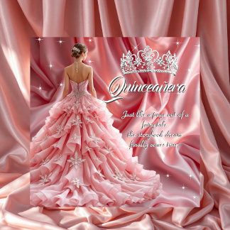 Pretty Quinceanera Birthday Party Pink Tiara Invitation