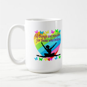 PRETTY RAINBOW ALL THINGS ARE POSSIBLE BALLERINA COFFEE MUG