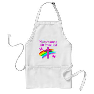PRETTY RAINBOW AND CROSS NURSING DESIGN ADULT APRON