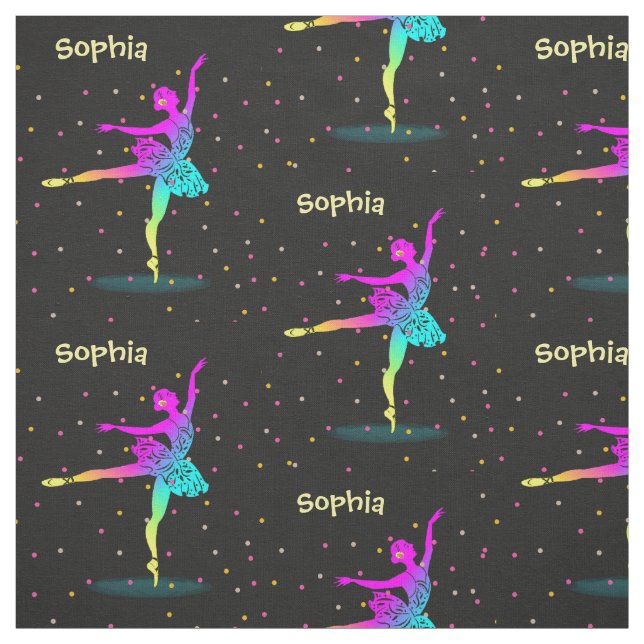 Pretty Rainbow Ballet Dance Theme Personalized Fabric (Swatch)