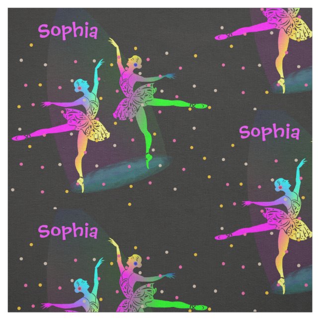 Pretty Rainbow Ballet Dancing Theme Personalized Fabric (Swatch)