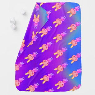 Pretty Rainbow Bunny in Cute Pastel Colours Baby Blanket