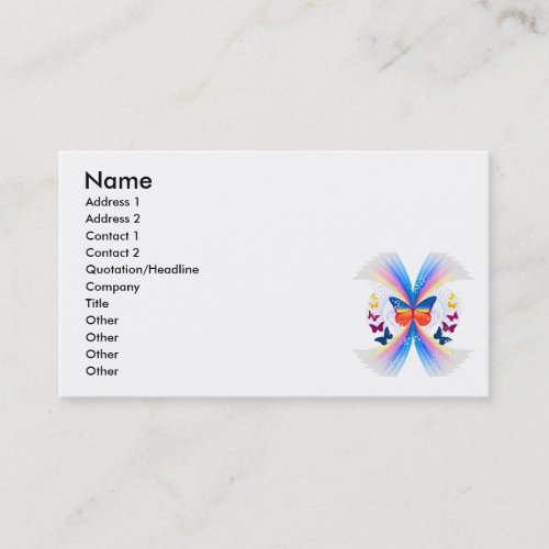 pretty rainbow butterflies swirl design business cards